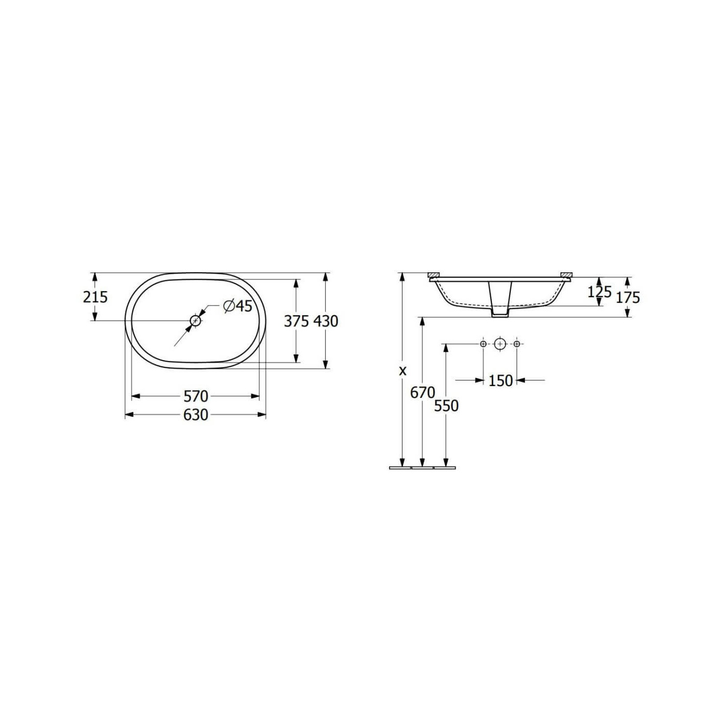 Umywalka Podblatowa Architectura Weiss Alpin 57x37,5x17,5 5A7661R1 Villeroy&Boch