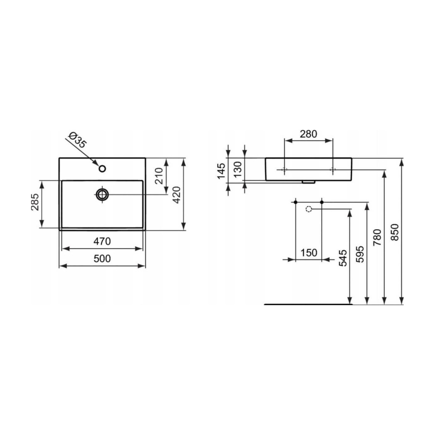 Umywalka Podwieszana Strada 50x42 Biały K077701 Ideal Standard