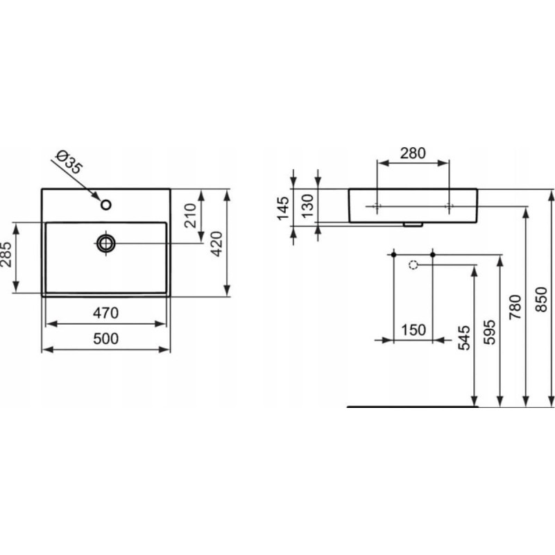 Umywalka Podwieszana Strada 50x42 Biały K077701 Ideal Standard