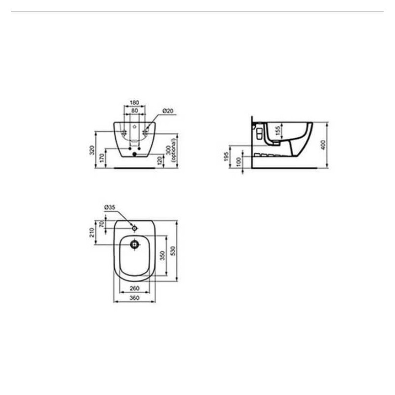 Bidet Wiszący Tesi Biały 53x36 T457001 Ideal Standard
