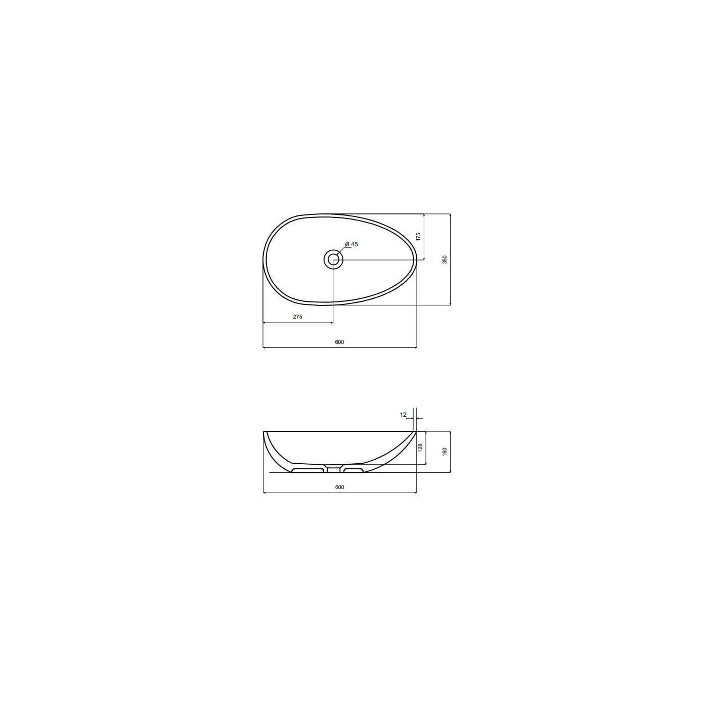 Umywalka Nablatowa Neya 60x35x15 Carbon Grey UMN-60-CGW Besco