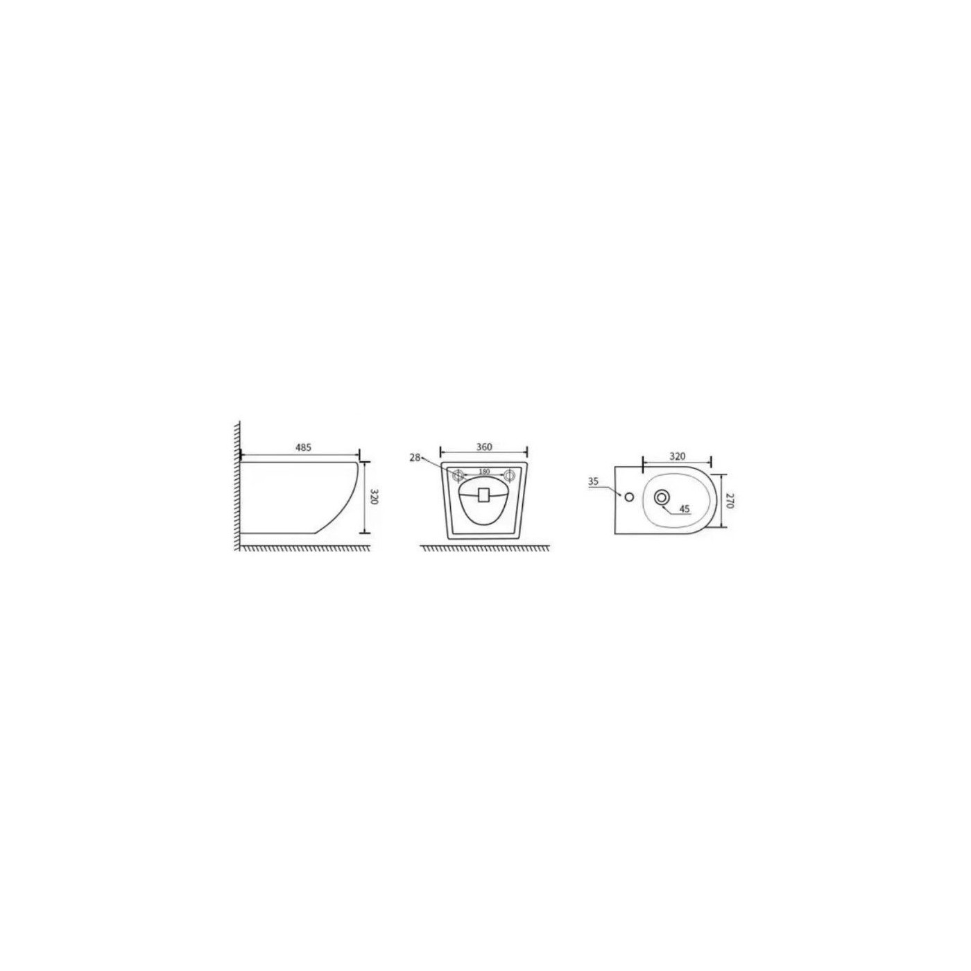 Bidet Wiszący Nox 1.0 48,5x36 Biały B0114 Emporia