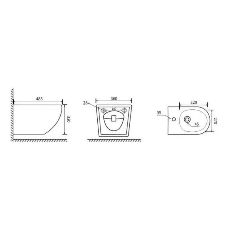 Bidet Wiszący Nox 1.0 48,5x36 Biały B0114 Emporia