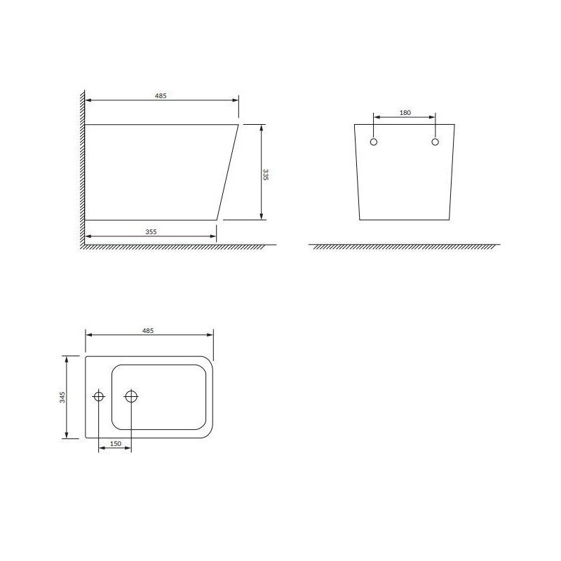 Bidet Wiszący Fontana 48,5x34,5 Biały FONTANABIBP Omnires