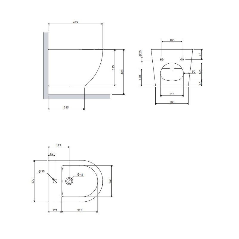 Bidet Wiszący Ottawa 28,5x37 Biały OTTAWABIBP Omnires