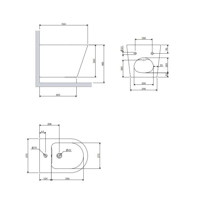 Bidet Wiszący Tampa 51x37 Biały TAMPABIBP Omnires