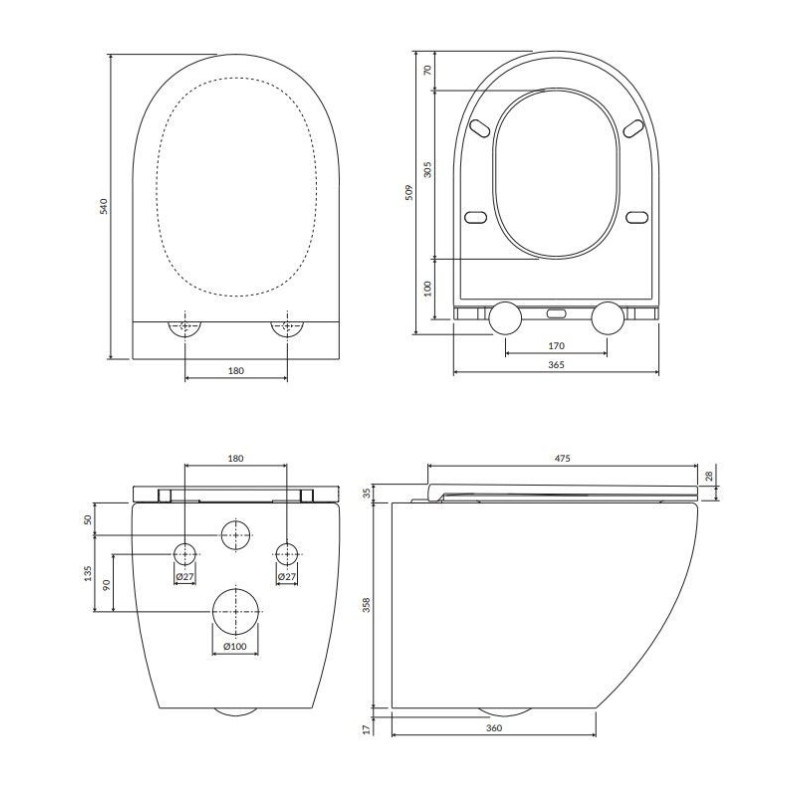 Zestaw WC Ottawa Comfort Biały 54x36,5 OTTAWACMWBP Omnires