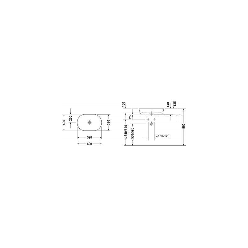 Umywalka Luv 60x40 cm Nablatowa Owalna Biała 0379600000 Duravit
