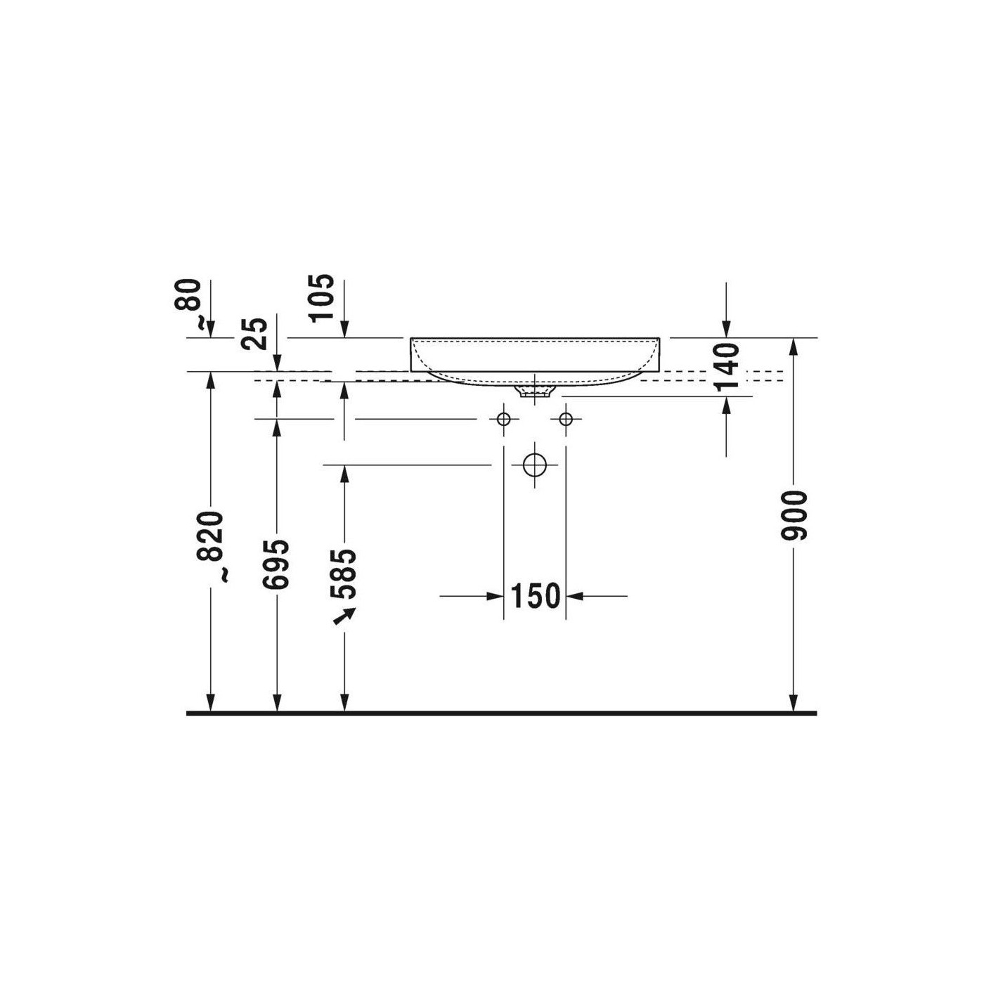 Umywalka DuraSquare 60x34,5 cm Nablatowa Prostokąt 2355600000 Duravit