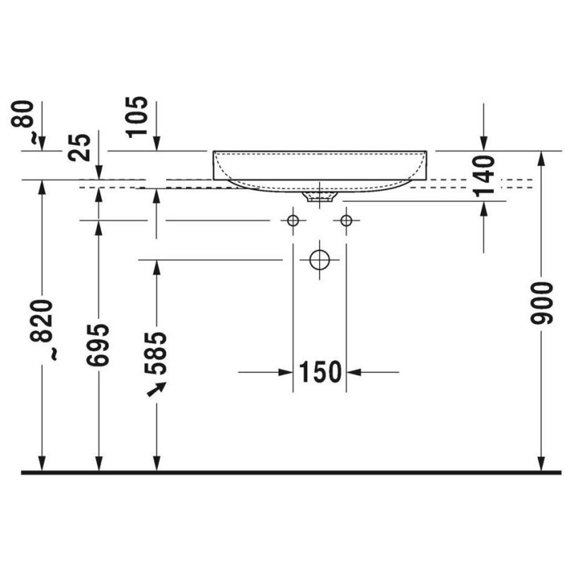 Umywalka DuraSquare 60x34,5 cm Nablatowa Prostokąt 2355600000 Duravit