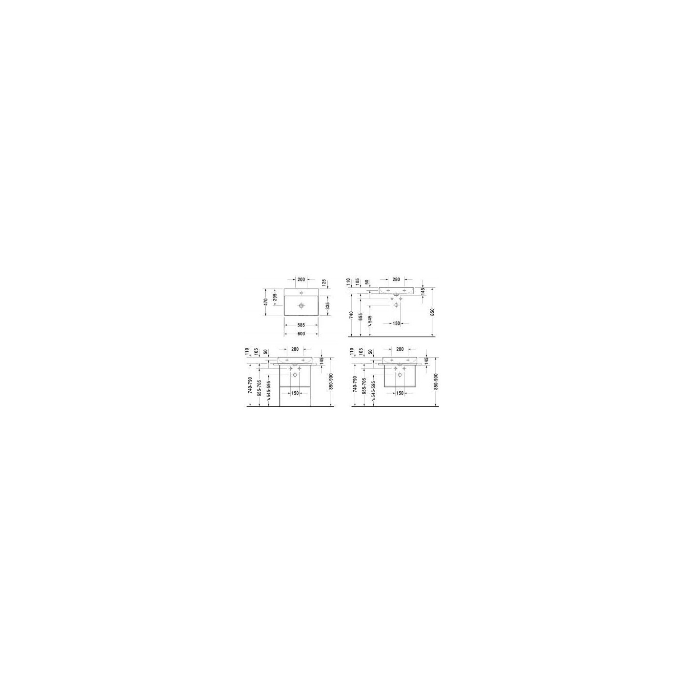 Umywalka DuraSquare 60x47 cm Nablatowa Prostokąt 2353600041 Duravit