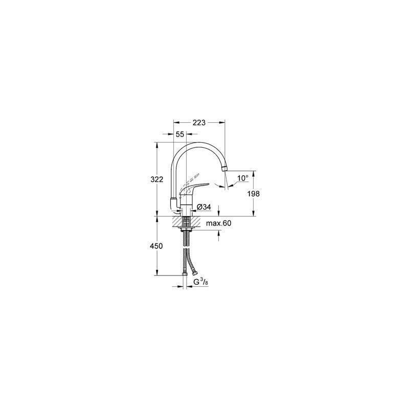 Jednouchwytowa Bateria Zlewozmywakowa Euroeco Chrom 32752000 Grohe