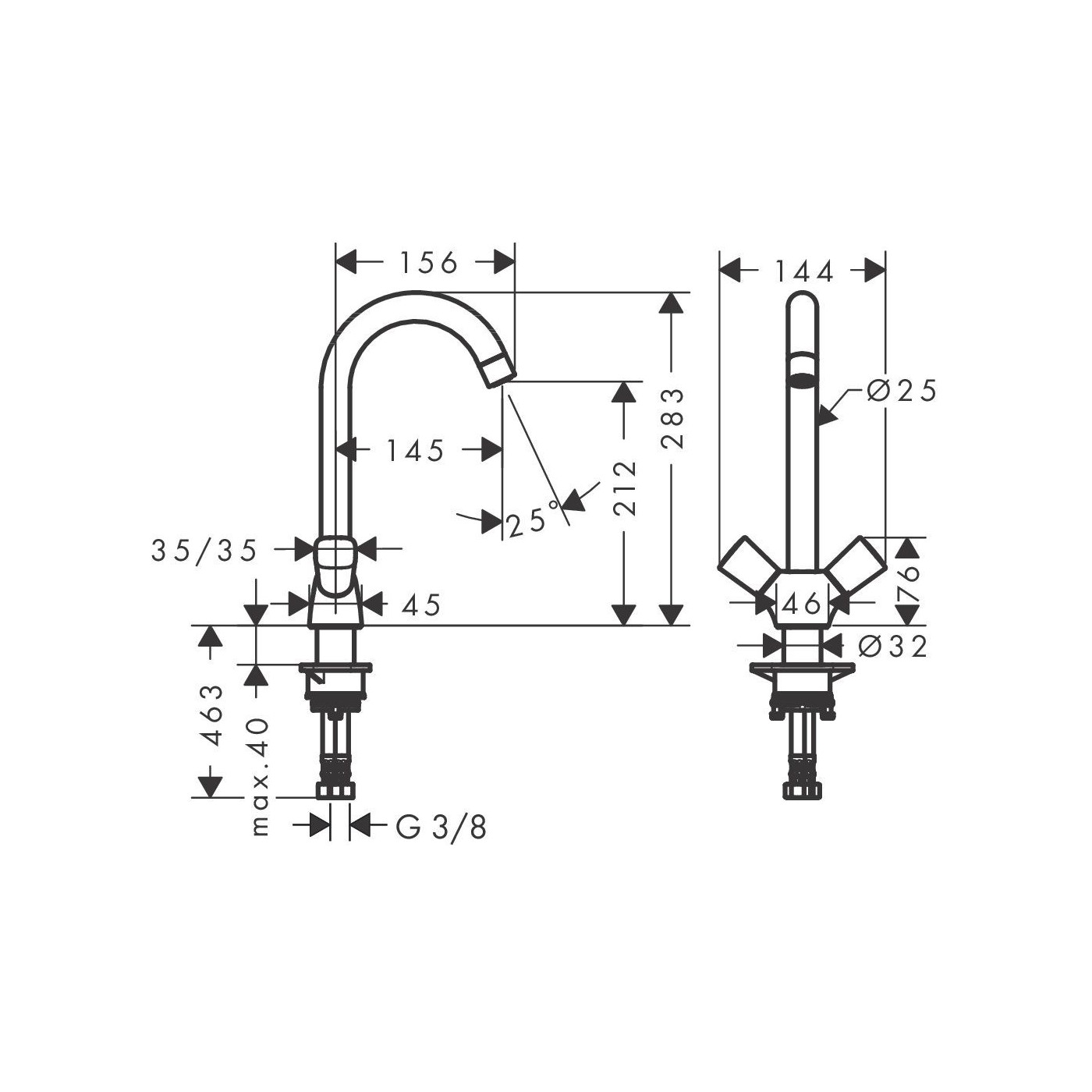 2-Uchwytowa Bateria Kuchenna Logis Chrom 71280000 Hansgrohe