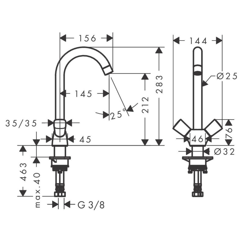 2-Uchwytowa Bateria Kuchenna Logis Chrom 71280000 Hansgrohe