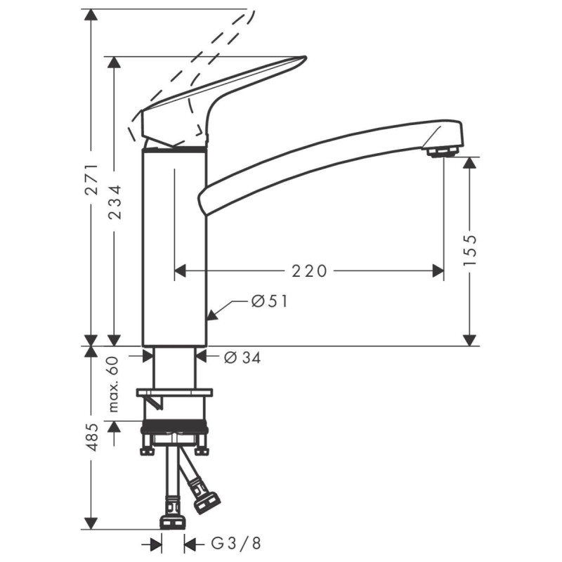 Jednouchwytowa Bateria Kuchenna Logis Chrom 71832000 Hansgrohe