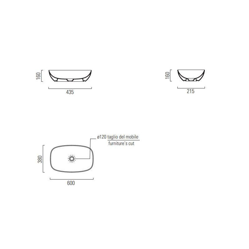 Umywalka Nablatowa Nubes 60x38 Bianco Lucido 978311 GSI