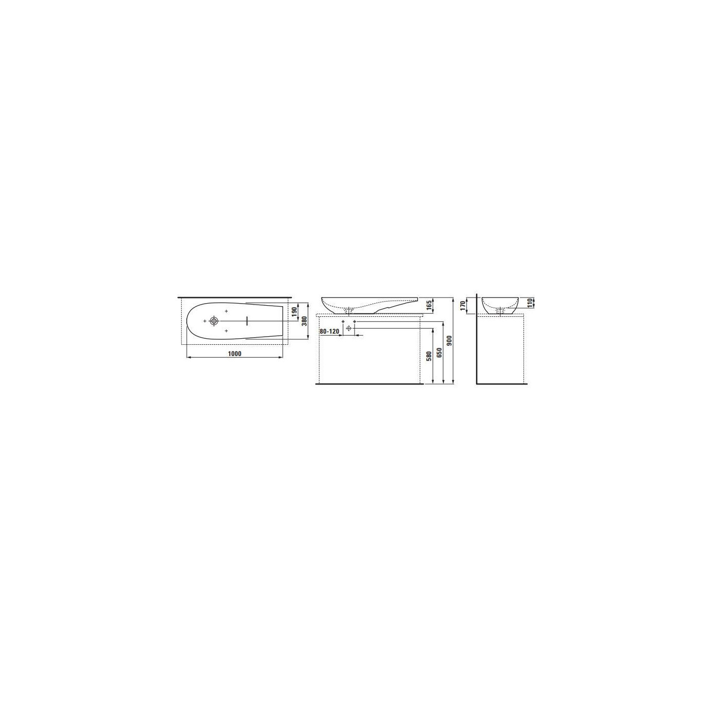 Umywalka Nablatowa Ilbagnoalessi 100x38 cm Czarny Mat H8189747161121 Laufen