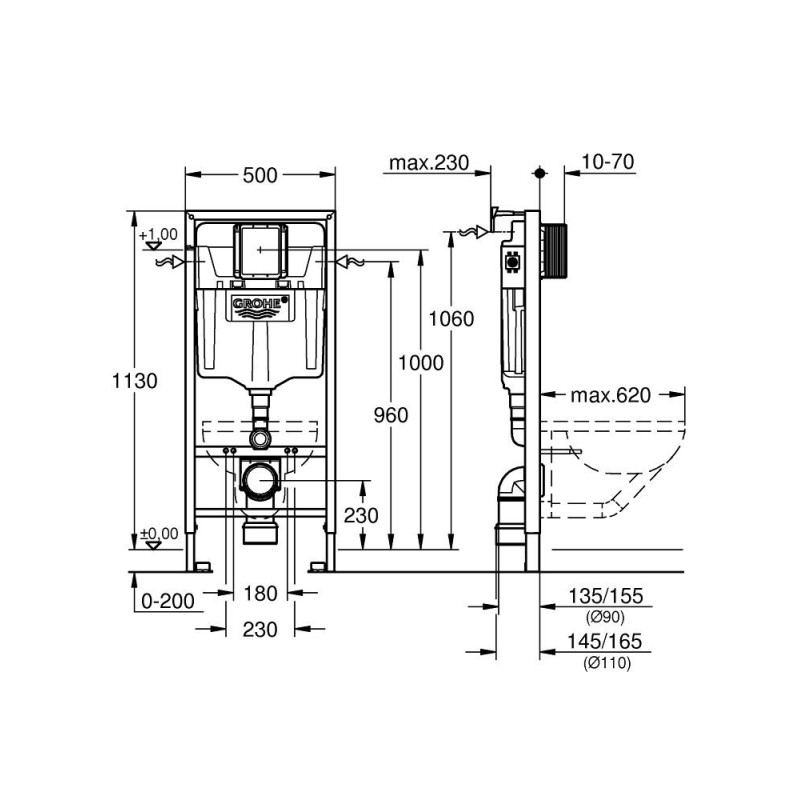 Stelaż WC Rapid SL Podtynkowy 38539001 Grohe