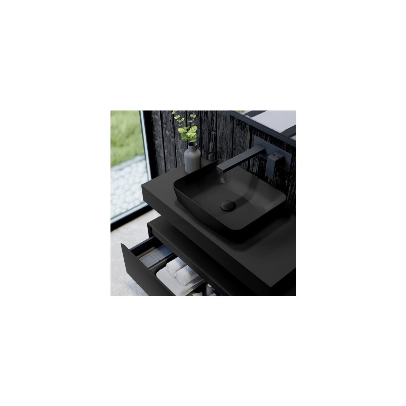 Umywalka Nablatowa Nomia 50 Black Mat 145291 Elita