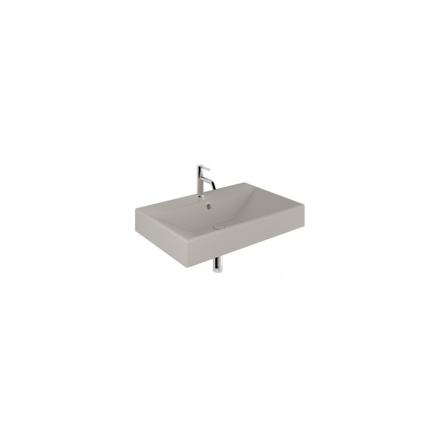 Umywalka Ceramiczna Podwieszana Prostokątna 81X50 Z Otworem Na Baterię Resa Jasny Szary Mat 59WW81O2 Kludi