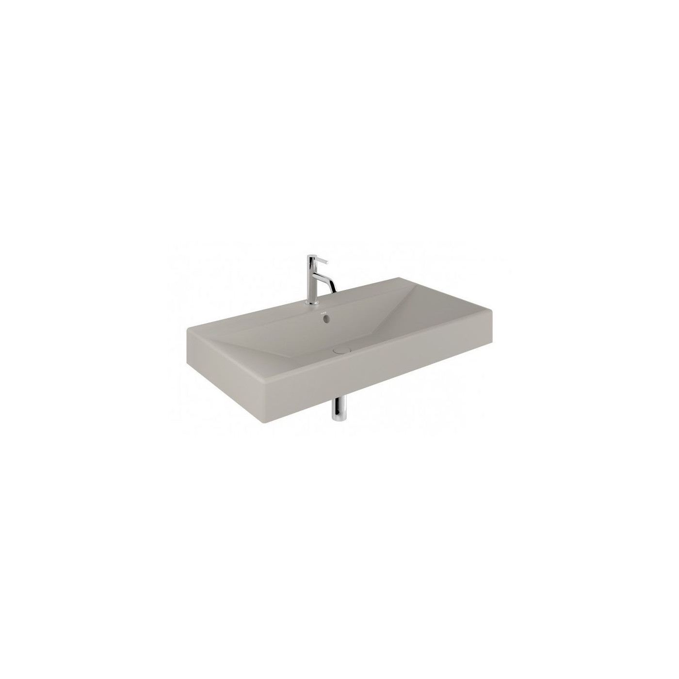 Umywalka Ceramiczna Podwieszana Prostokątna 101X50 Z Otworem Na Baterię Resa Jasny Szary Mat 59WW101O2 Kludi