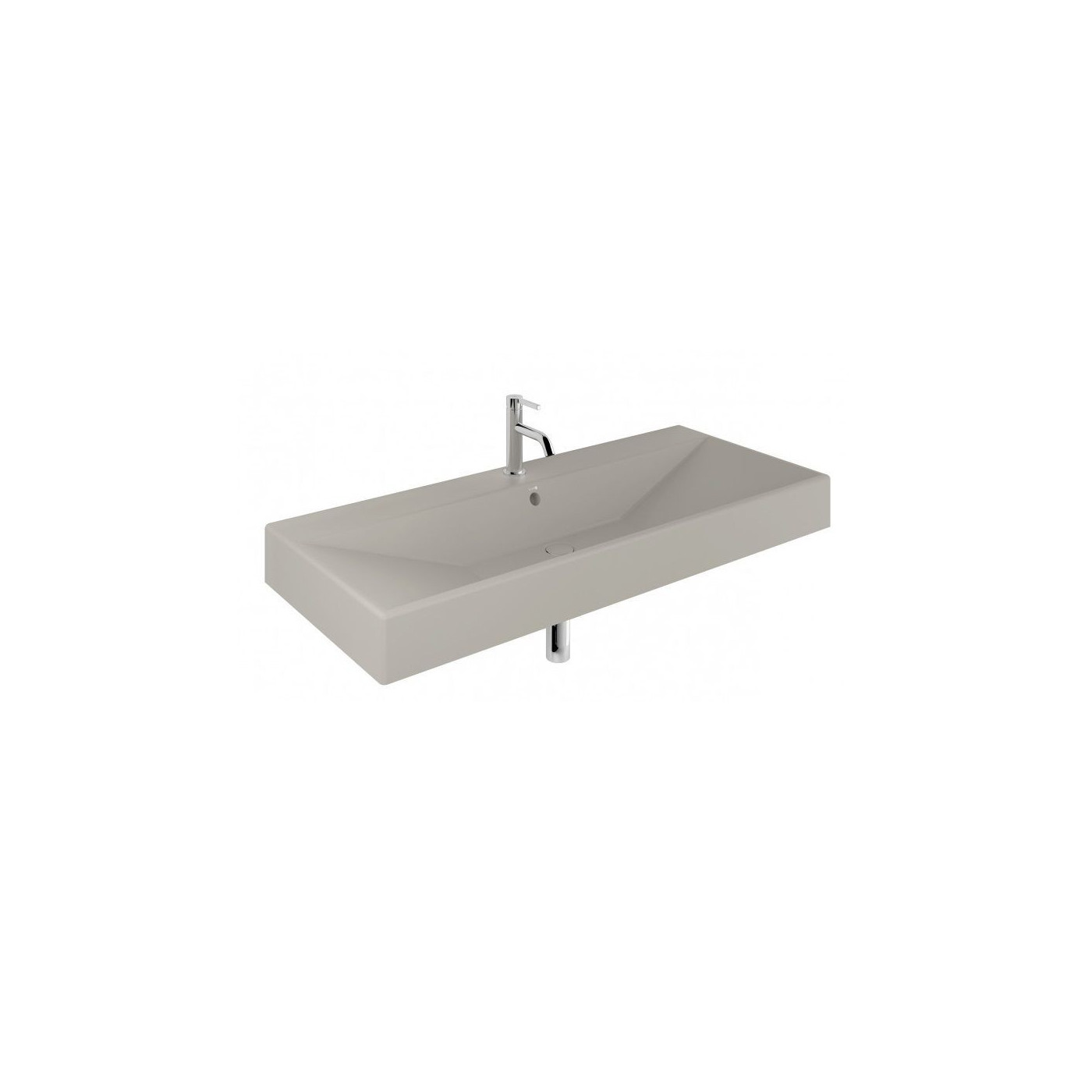 Umywalka Ceramiczna Podwieszana Prostokątna 121X50 Z Otworem Na Baterię Resa Jasny Szary Mat 59WW121O2 Kludi