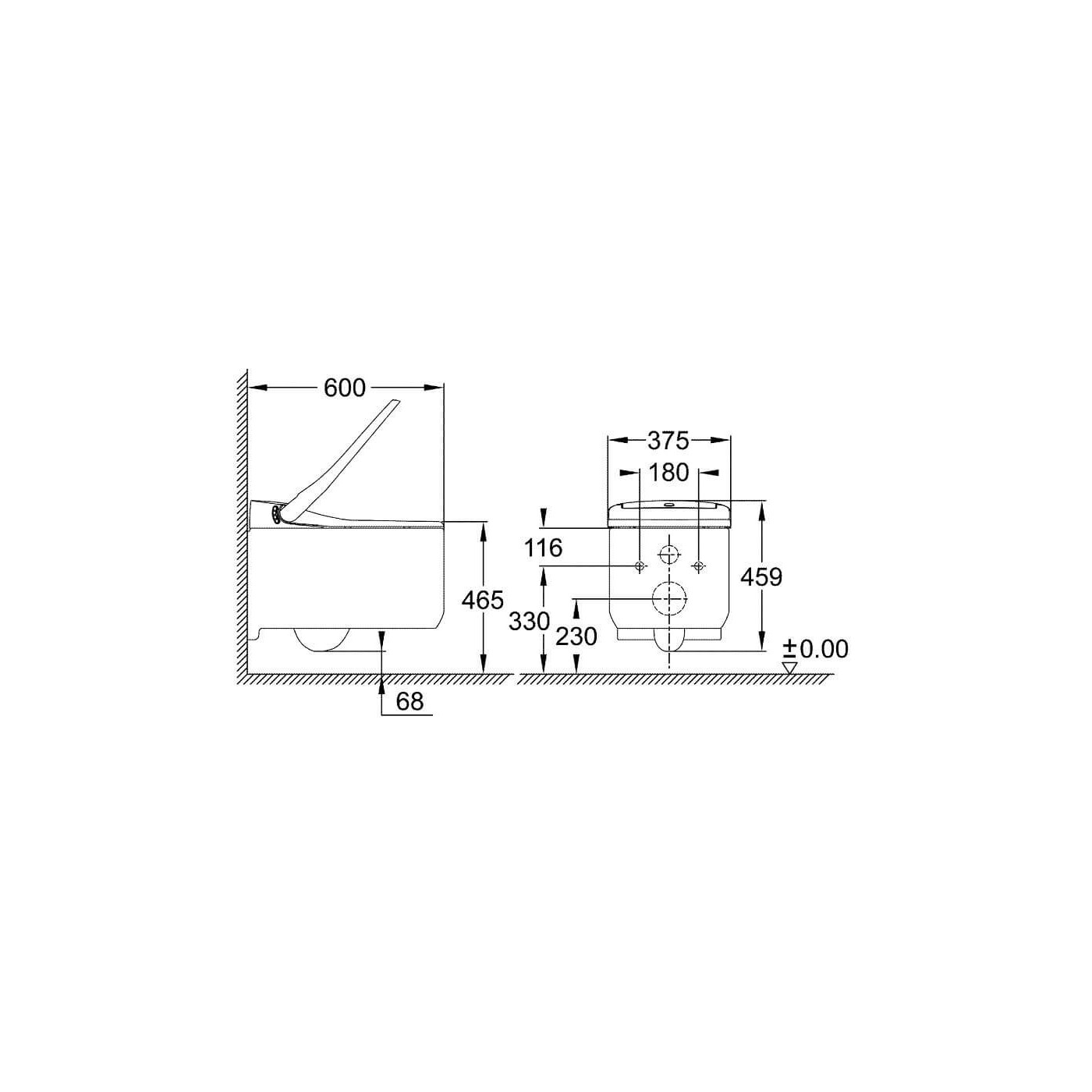 Zestaw Toaleta Myjąca Sensia Pro 36508SH0 + Stelaż Rapid SLX 39598000 + Zestaw Do Spłukiwania Automatycznego 46944001 Grohe