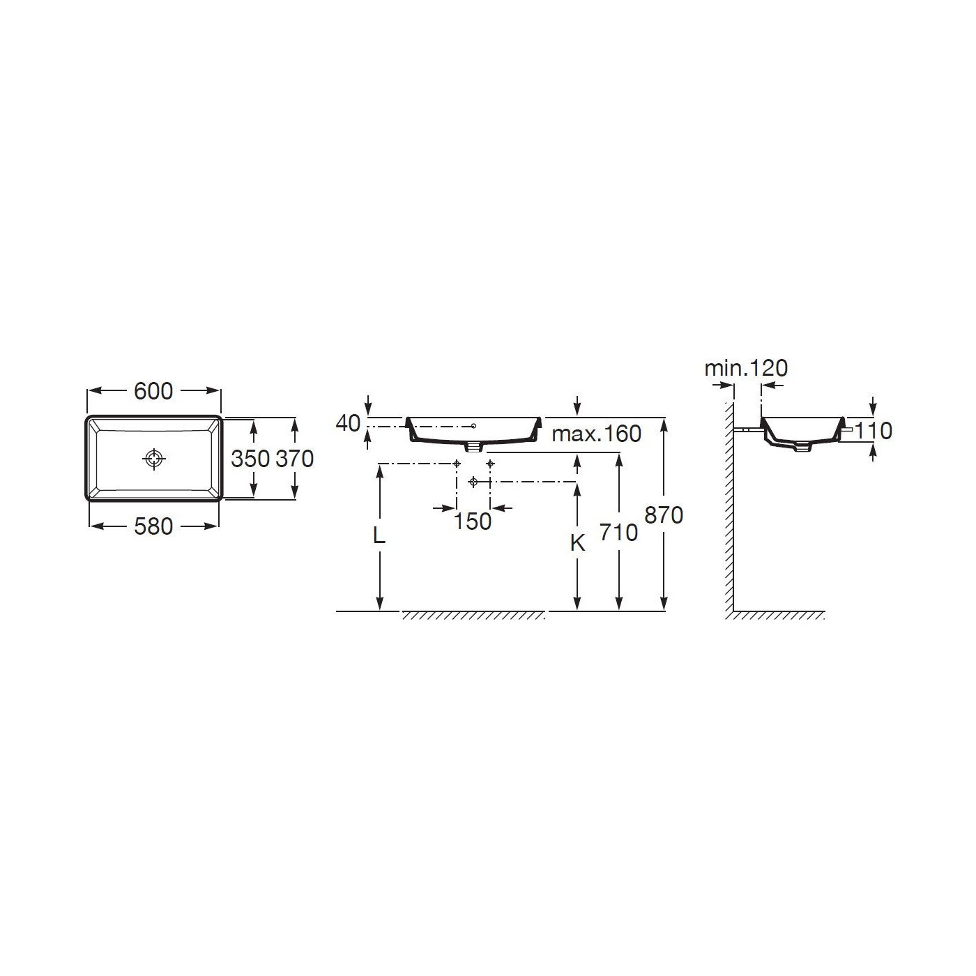 Umywalka Blatowa Gap Square 60x37 A3270Y8000 Roca
