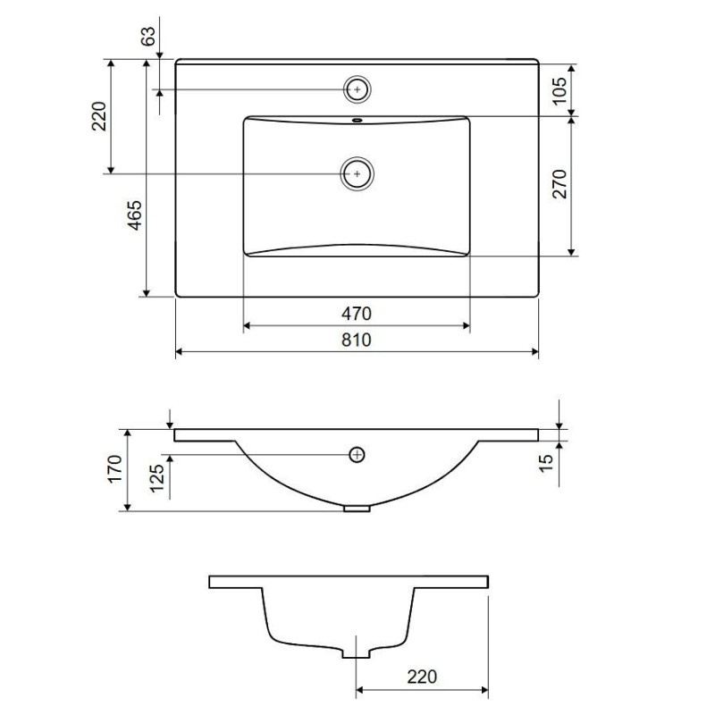 Umywalka Meblowa 81x46,5 cm Prostokątna Z Otworem Na Baterię As Biały Połysk CEEX.3617.800.WH Excellent
