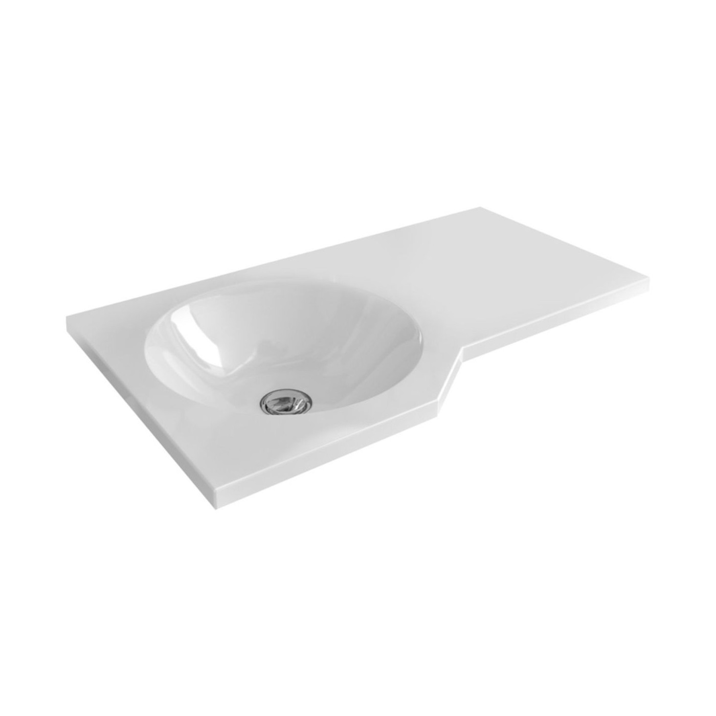 Umywalka Wisząca Solid Surface 60x34 cm Lewa Z Otworem Na Baterię Be Spot Biały Połysk CEEX.2301.600.WH Excellent
