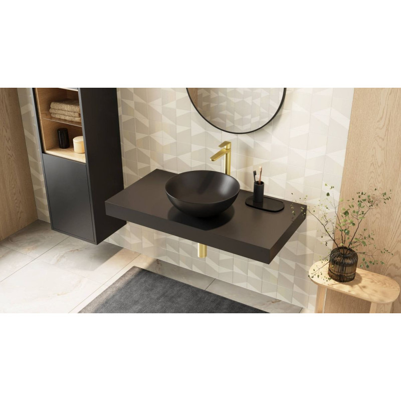 Umywalka Nablatowa 40 cm Okrągła Luqa Czarny Mat CEAC.6401.400.BLM Excellent