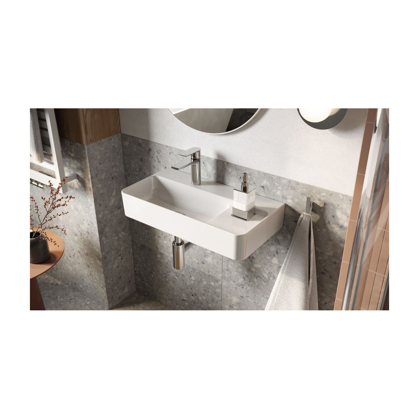 Umywalka Wisząca/Nablatowa 60x31 cm Prostokątna Z Otworem Na Baterię Ness Biały Połysk CENL.3519.600.WH Excellent
