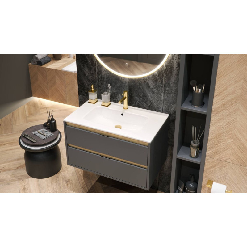 Umywalka Meblowa 81x46,5 cm Prostokątna Z Otworem Na Baterię Pik Biały Połysk CEEX.6517.800.WH Excellent