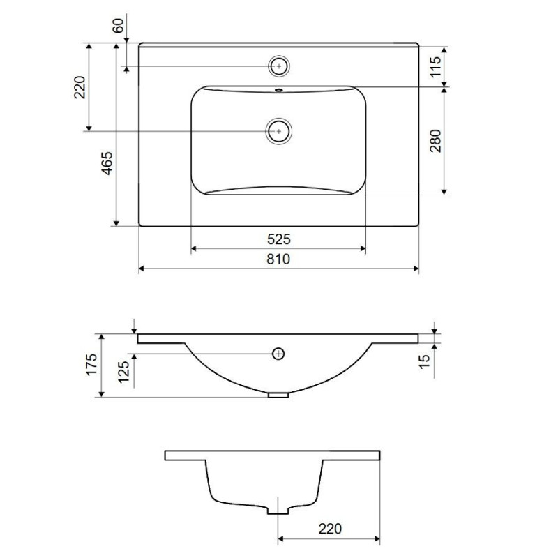 Umywalka Meblowa 81x46,5 cm Prostokątna Z Otworem Na Baterię Pik Biały Połysk CEEX.6517.800.WH Excellent