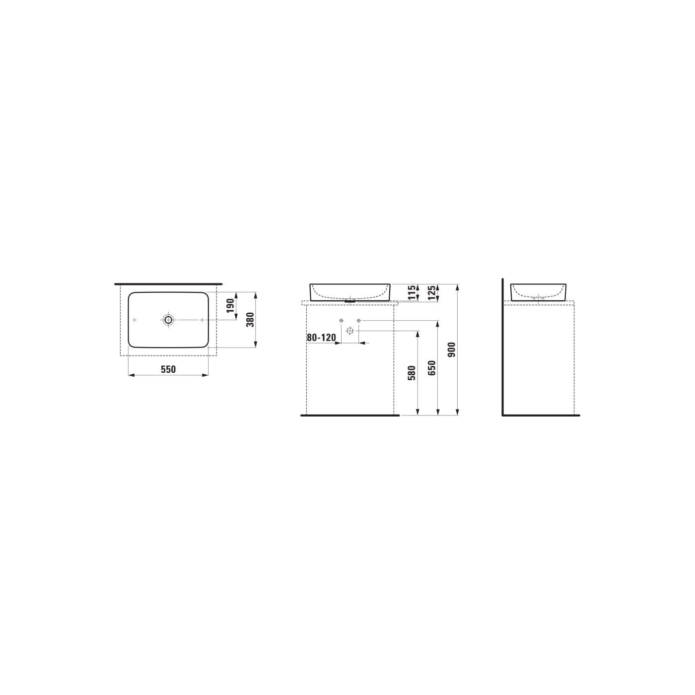 Umywalka Nablatowa 500x380 mm Pro S Biały H8129650001121 Laufen