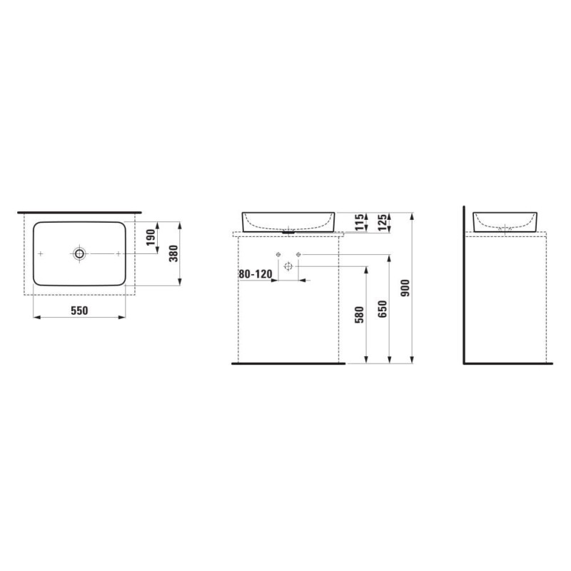 Umywalka Nablatowa 500x380 mm Pro S Biały H8129650001121 Laufen