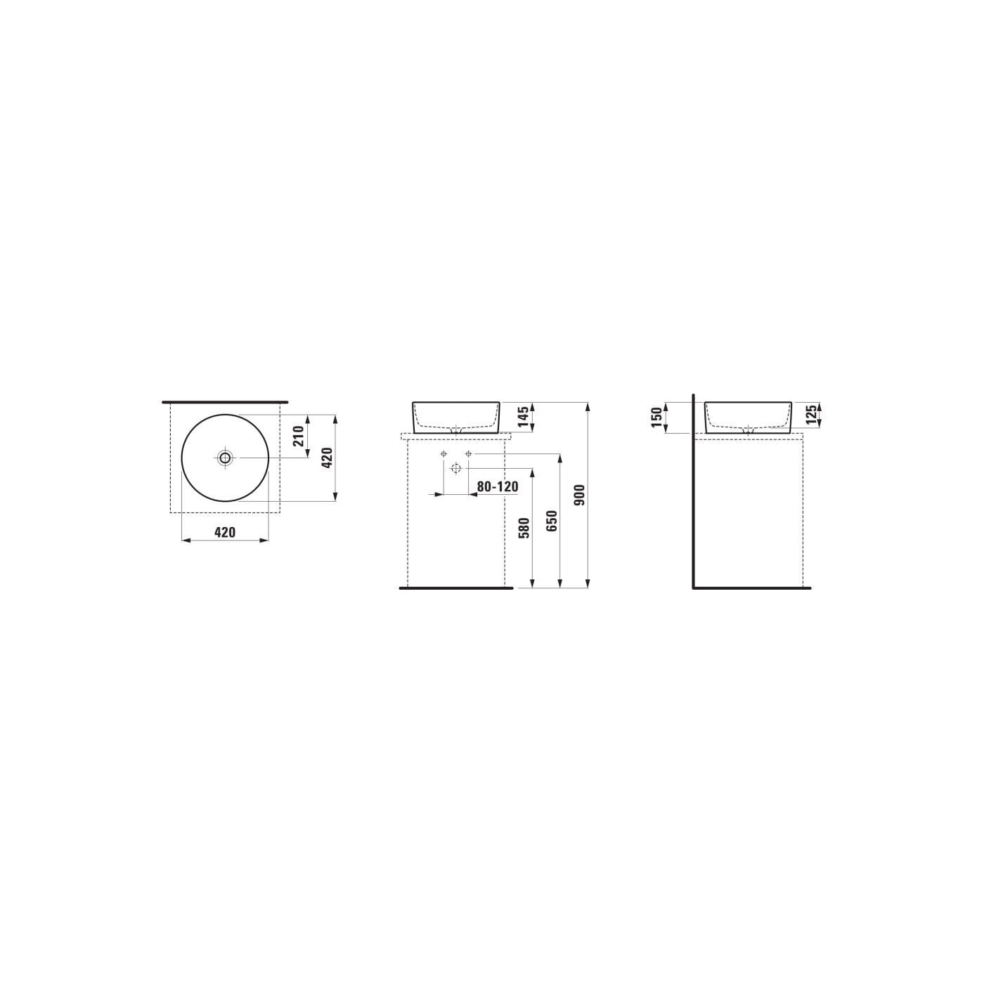 Umywalka Nablatowa ? 420 mm Savoy Biały H8129420001121 Laufen