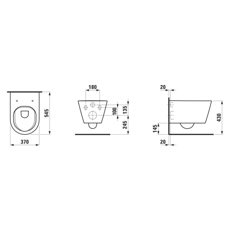 Miska WC Podwieszana Rimless 545x370 mm Kartell Czarny Mat H8203377160001 Laufen