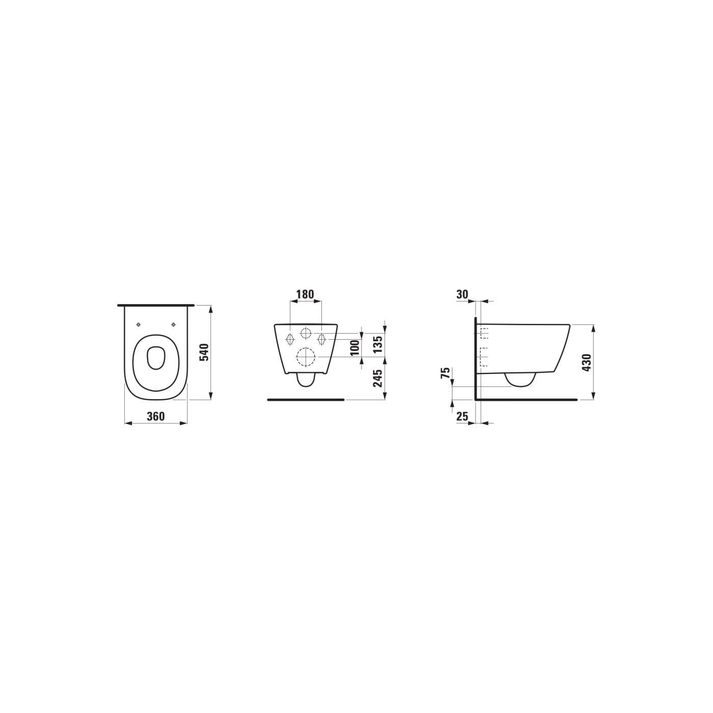 Miska WC Podwieszana Silent Flush 540x360 mm Meda Biały H8201100000001 Laufen