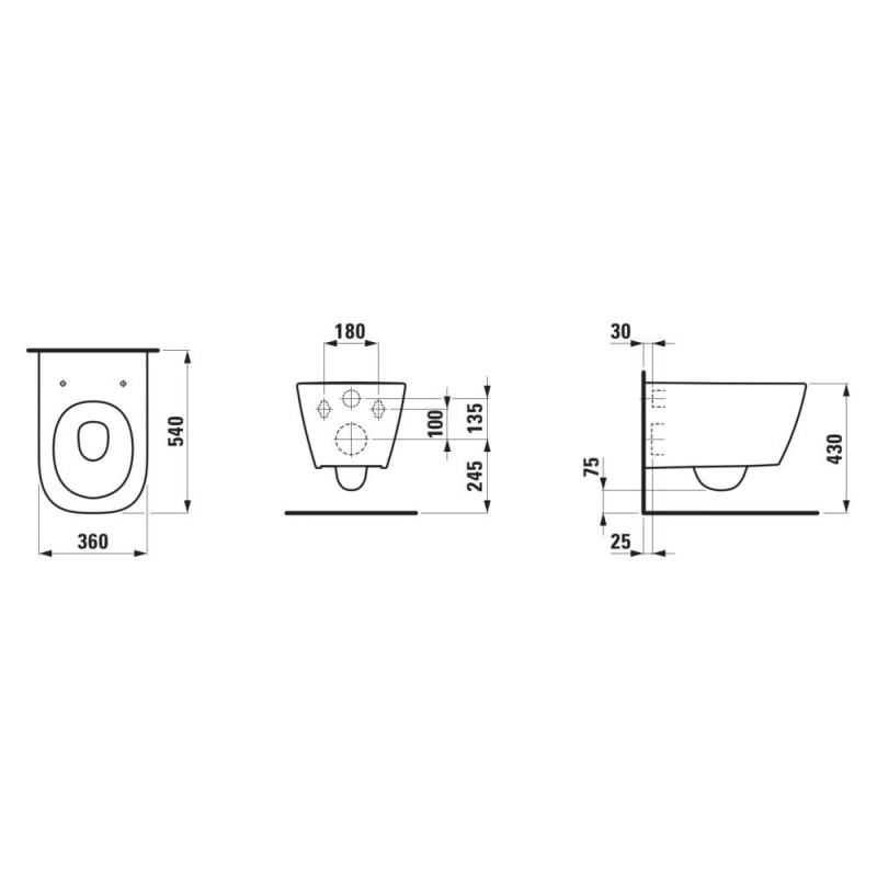 Miska WC Podwieszana Silent Flush 540x360 mm Meda Biały H8201100000001 Laufen