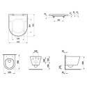 Zestaw 3w1 Miska WC Podwieszana Rimless Compacto 490x370 mm + Deska WC Wolnoopadająca + Mata Kartell Biały H8663330000001 Laufen
