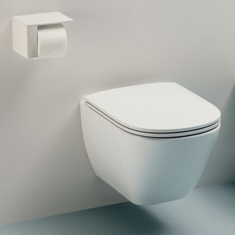 Miska WC Podwieszana Advanced Rimless Compacto Z Powłoką LCC 490x360 mm Lua Biały H8200834000001 Laufen