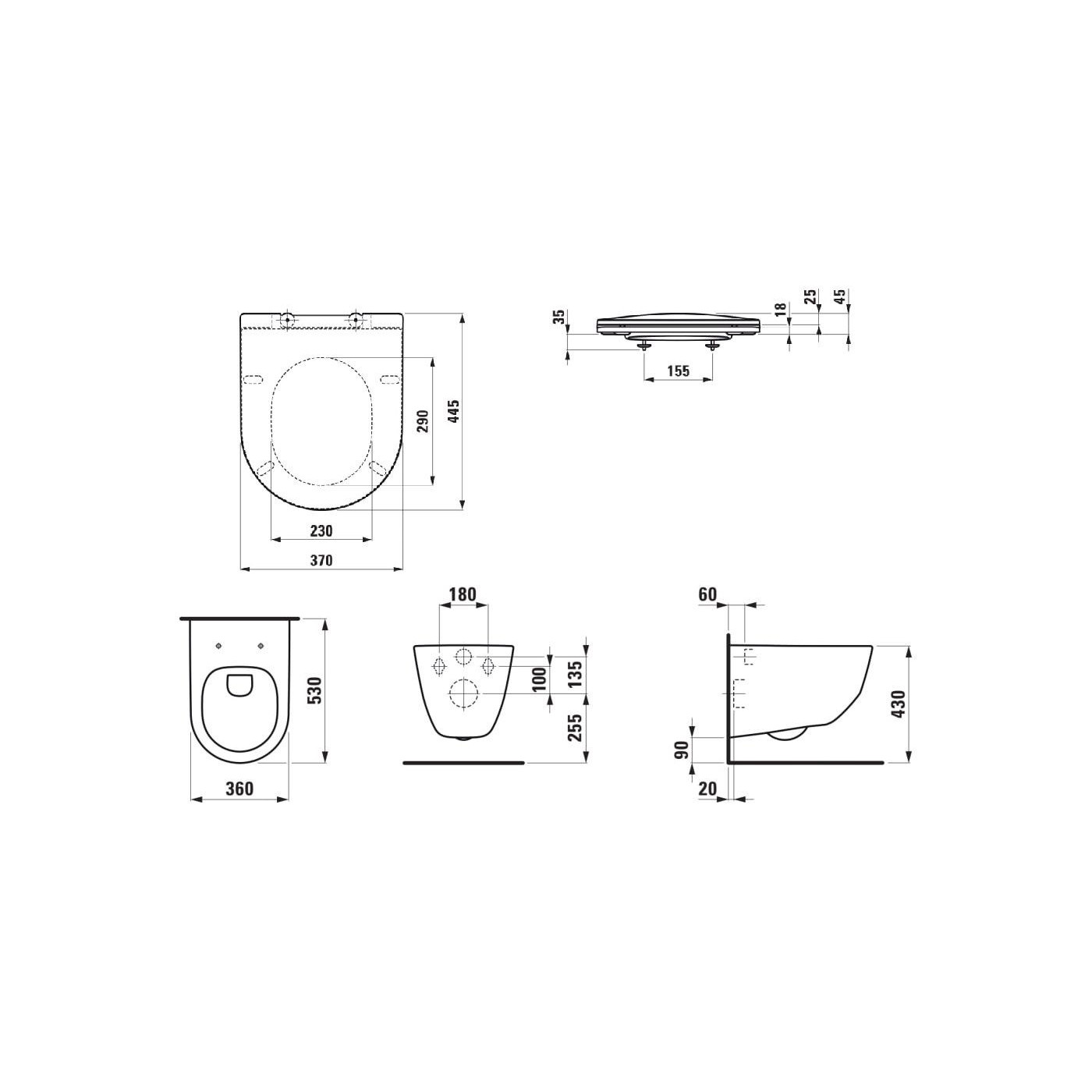 Zestaw Miska WC Podwieszana Rimless + Deska WC Slim Pro A Biały H8609560000001 Laufen