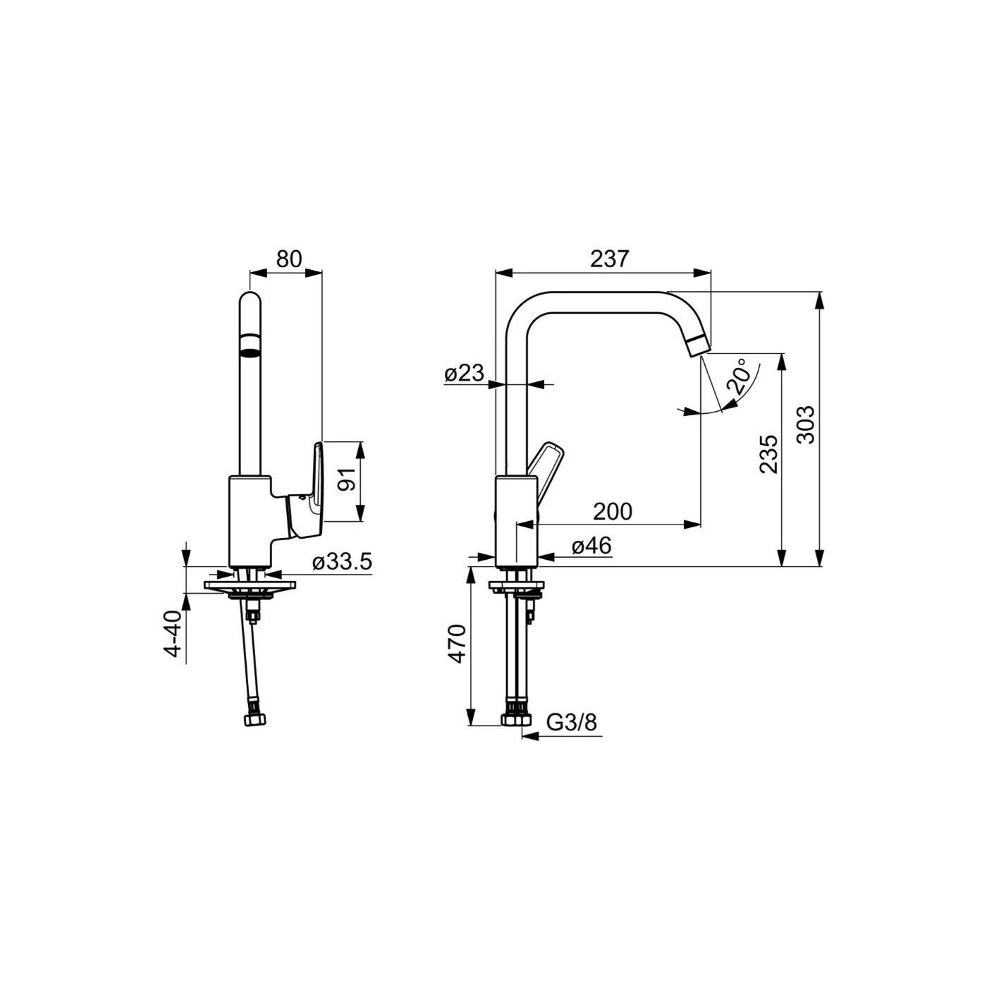 Bateria Zlewozmywakowa Saga Chrom 3931F Oras