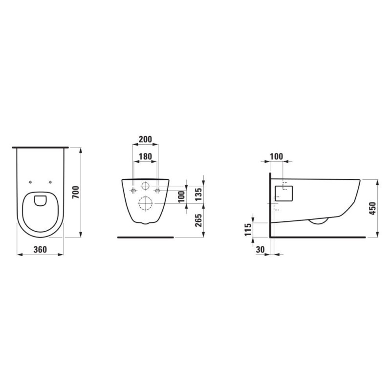 Miska WC Podwieszana Dla Osób Niepełnosprawnych Rimless 700x360 mm Pro Liberty Biały H8219600000001 Laufen