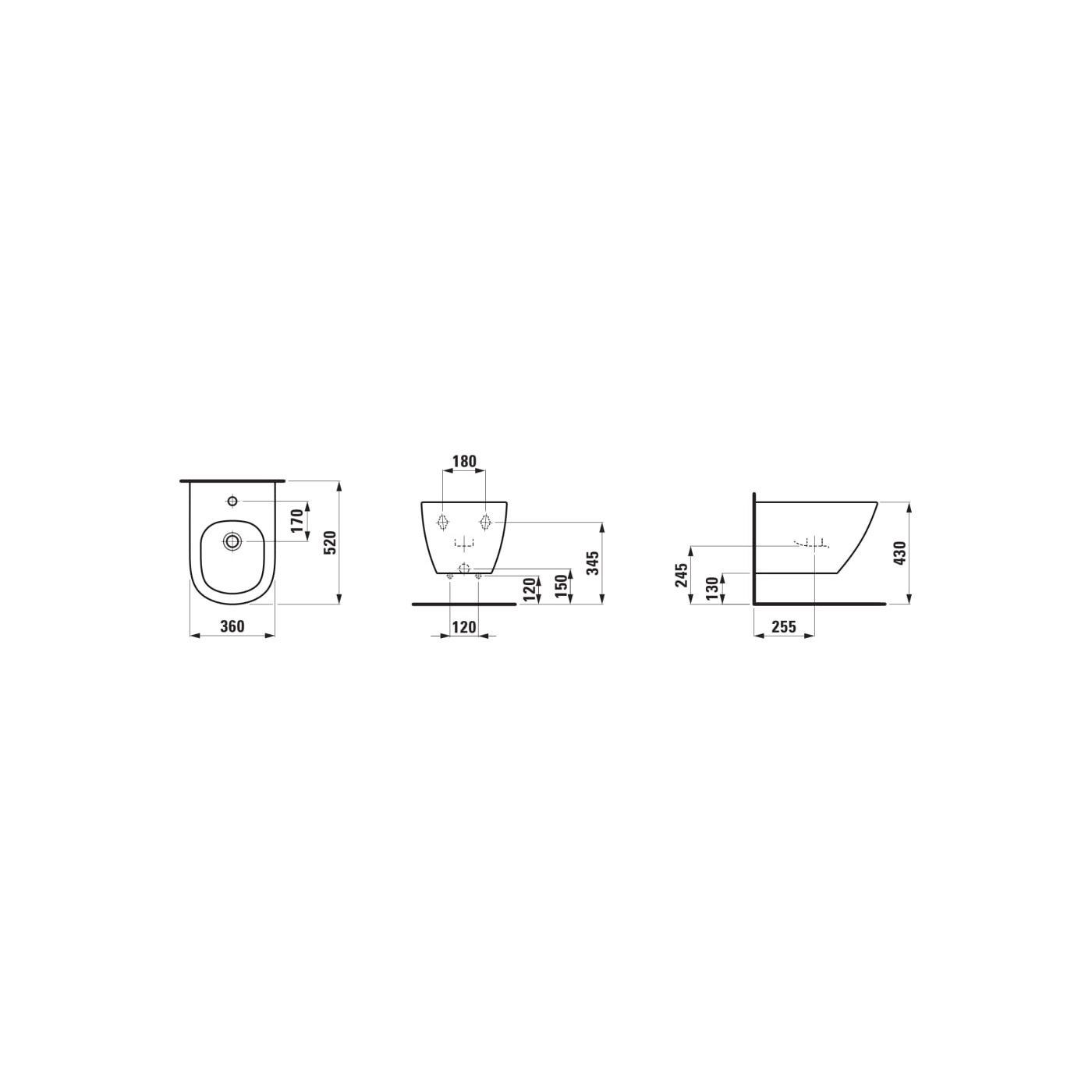 Bidet Podwieszany Advanced 520x360 mm Z Otworem Na Baterię Na Środku Z Otworem Przelewowym Lua Biały H8300810003021 Laufen