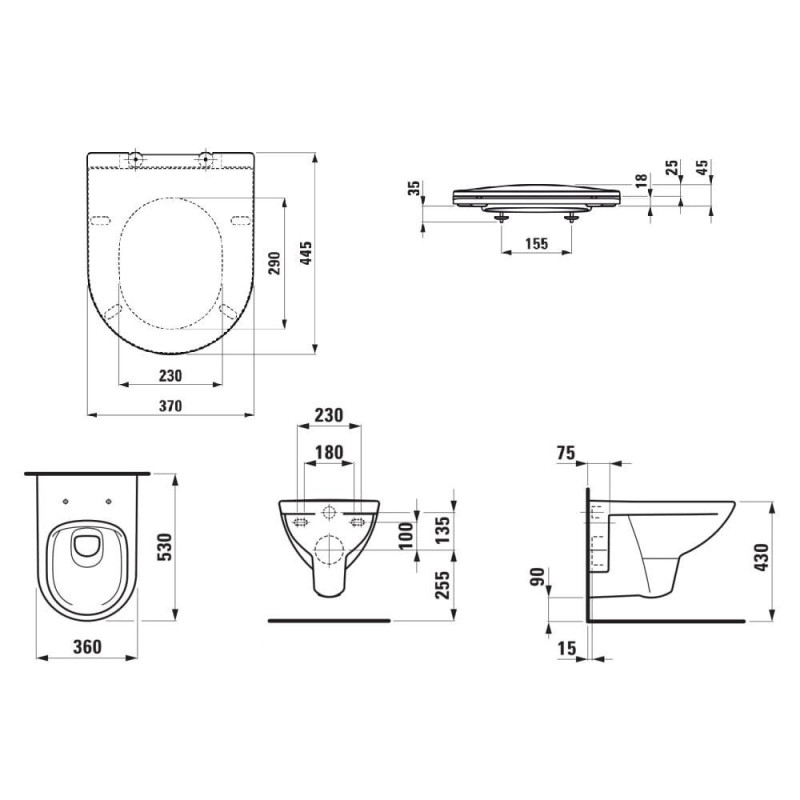 Zestaw 3w1 Miska Podwieszana Rimless + Deska WC Slim + Izolacja Akustyczna Pro B Biały H8669510000001 Laufen