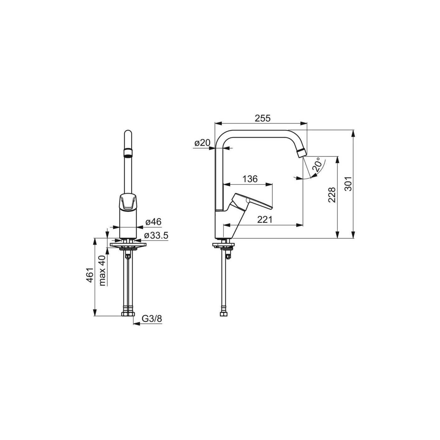 Bateria Zlewozmywakowa Saga Chrom 3933F Oras