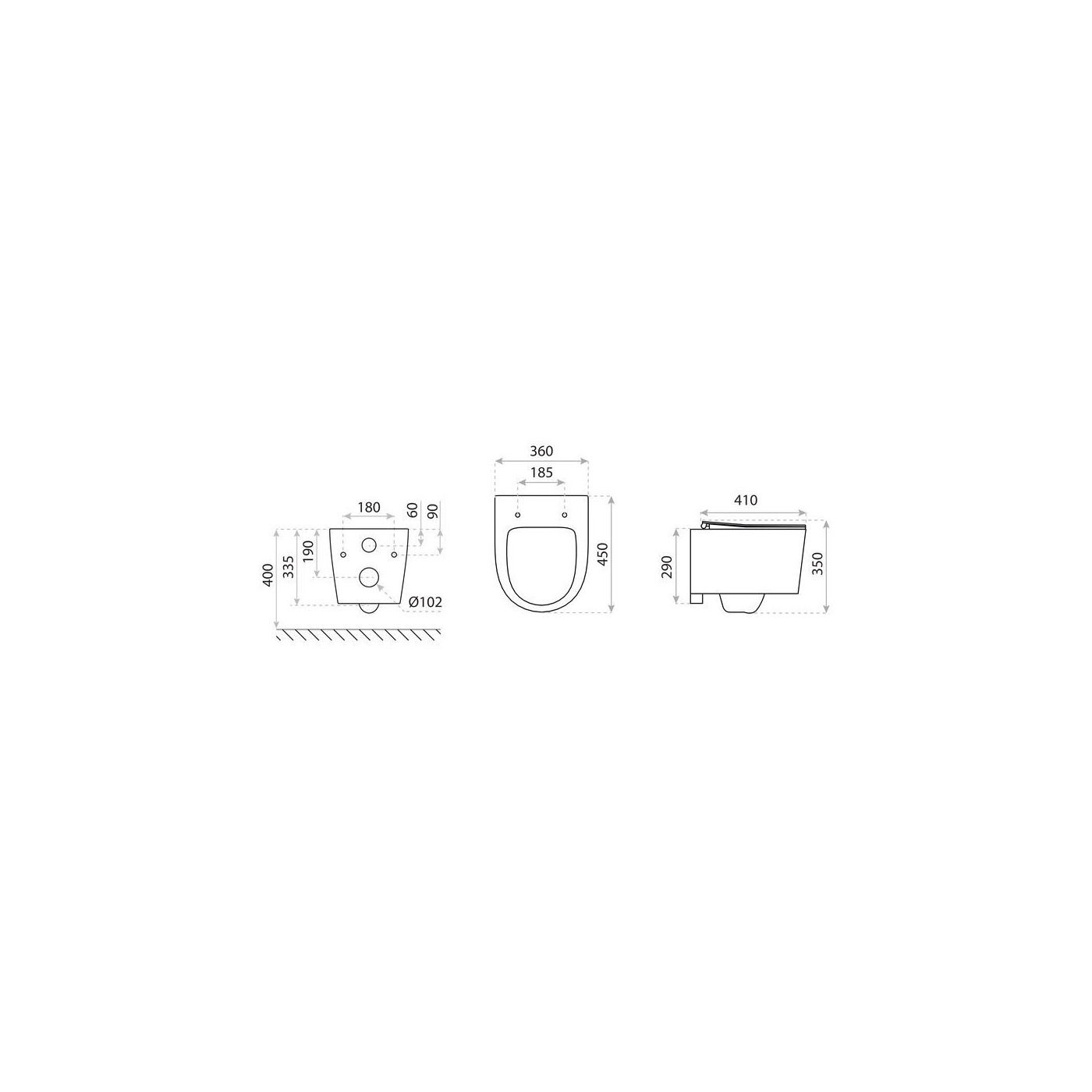 Miska WC Wisząca Loso 360x450x350 mm Biała 492469 Lavita