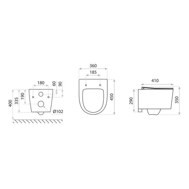 Miska WC Wisząca Loso 360x450x350 mm Biała 492469 Lavita